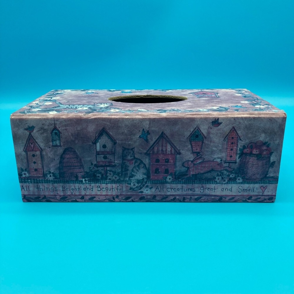 Bob's Boxes 'Bright & Beautiful' Tissue Box Cover Cat Birds Susan Winget Artwork